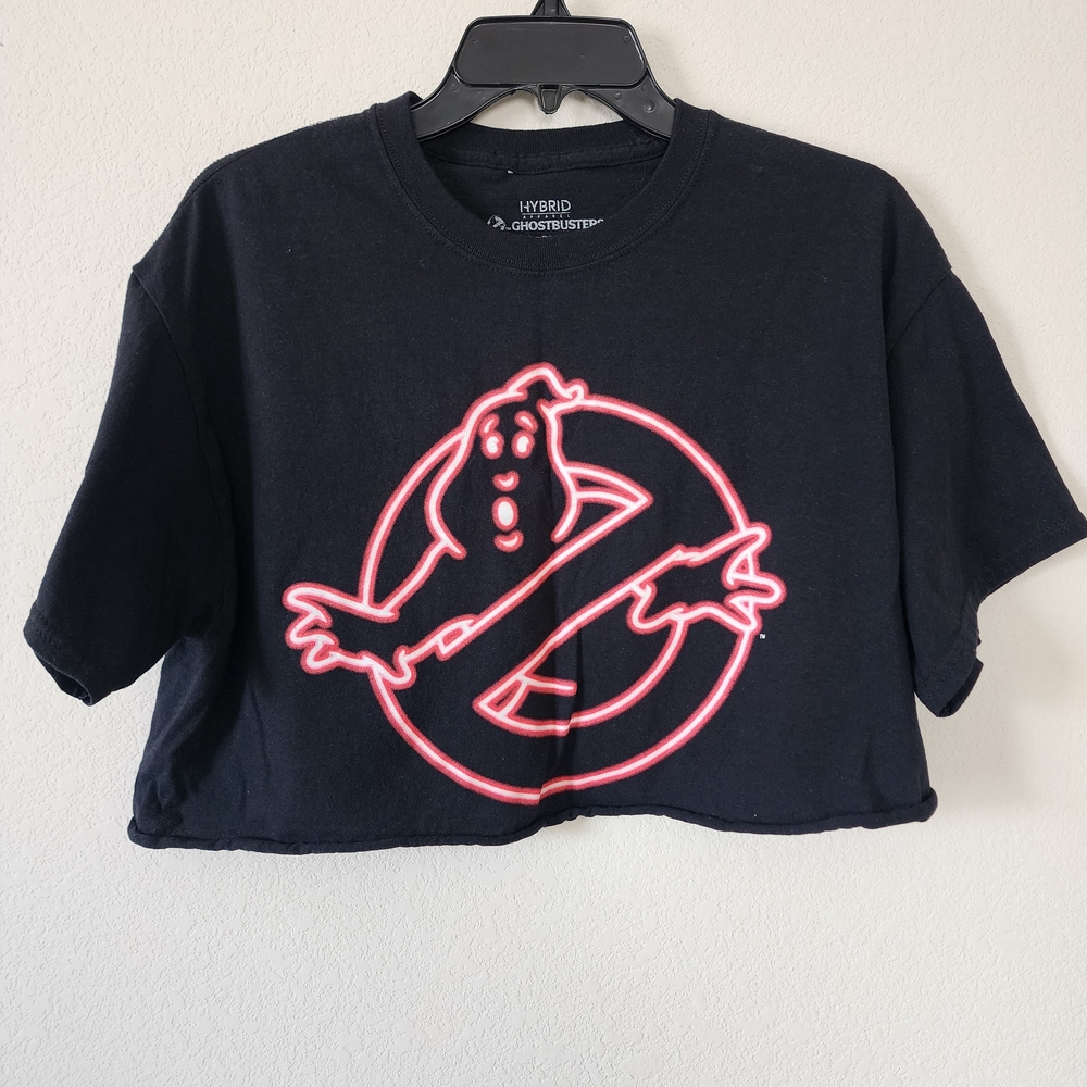 Women's Hybrid Apparel Ghostbusters Black Crop Top T-Shirt - Medium/Large